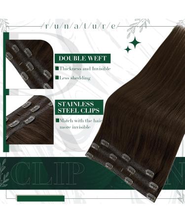 Runature Dark Brown Clip-In Hair Extensions - Real Remy 50cm 20 Inch #2 - 3 Pieces - Premium Quality - Buy Online on GoSupps.com