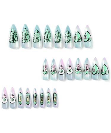 FEIlei 24x Halloween False Nails Heart Eyeball Lip Fake Nails Full Cover Press On Nails - Buy Online on GoSupps.com