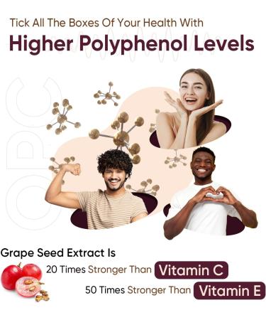Grape Seed Extract Capsules - 240 Vegan Capsules (8 Months Supply) - 500mg per Capsule - 95% OPC - Polyphenol Supplement for Men & Women - Buy Online on GoSupps.com