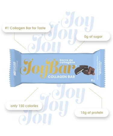 No Sugar Joybar Collagen Bar - Cookies and Cream - 0g Sugar 14g Protein - Nourish Inside & Out - Low Calorie High Protein Snack - Supports Skin Hair Nails & Joint Health - 12 Pack - Buy Online on GoSupps.com