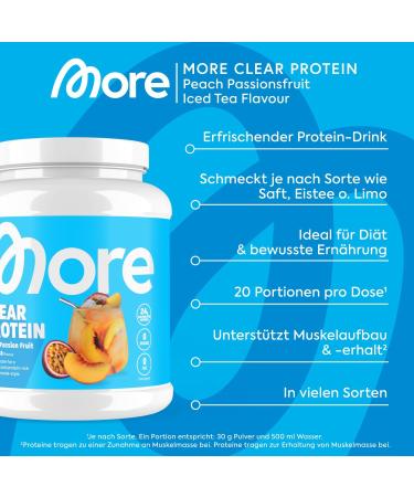MORE NUTRITION Clear Whey Peach Passionfruit Ice Tea 2x600g - Buy Now for International Shipping! - Buy Online on GoSupps.com