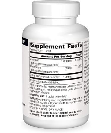 Source Naturals Magnesium Ascorbate 1000mg - 60 Tablets - 60 Count - Buy Online on GoSupps.com