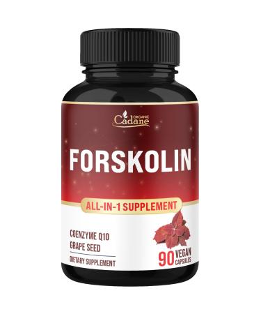 Cadane Forskolin Supplement with Coenzyme Q10 & Grape Seed Extract | Supports Body Management & Energy | Vegan Non-GMO 90 Capsules 45-Day Supply