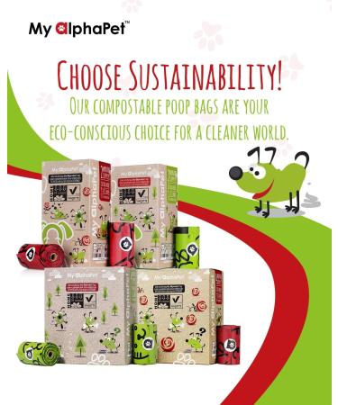 Compostable Dog Poop Bags Cornstarch Eco-Friendly Home Compost NF T 51-800 120 Count Large Size Bag 9x13 Inches 8 Unscented Refill Rolls Leak-Proof Plantbased GM-Free Corn 1 count (Pack of 120) Rose Scented Red - Buy Online on GoSupps.com