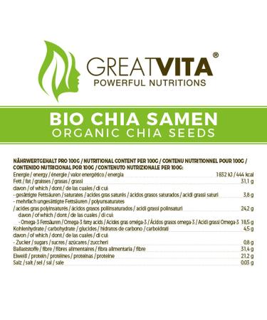GreatVita Premium Chia Seeds - 5 x 1000g Non-GMO Natural Superfood for Healthy Living - Buy Internationally - Buy Online on GoSupps.com