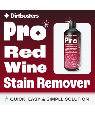 Dirtbusters Pro Red Wine Stain Remover - Professional Carpet and Upholstery Cleaner for Clothing & Fabrics Powerful Solution To Remove Stubborn Wine Stains - 1L - Buy Online on GoSupps.com