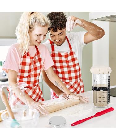 PBUSPU Sourdough Kit 730 ml Starter Kit Date Set Fabric Lid Spatula Complete Set for Handmade Bread Making Ideal for Amateur and Professional Bakers - Buy Online on GoSupps.com
