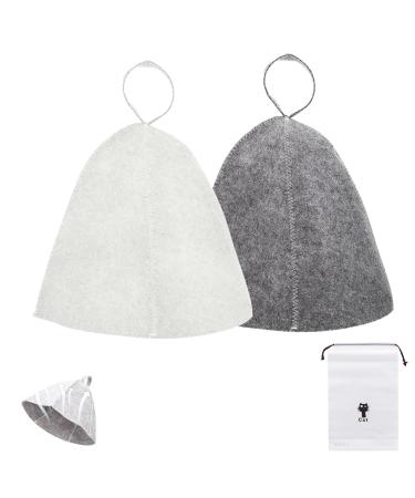 DGUSO 2 pieces sauna hat sauna hut felt saunahut funny for women and men sauna accessories in addition we offer a 18 * 25cm black cat storage bag (gray & white)