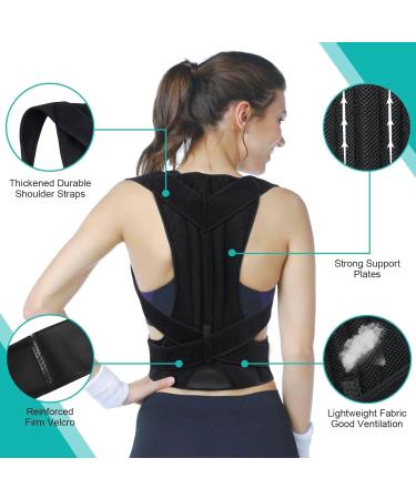 Breathable Back Brace Posture Corrector for Women and Men Back Straightener Hunchback Correction Lumbar Support Shoulder Neck Posture Support for Improve Back Posture Black L Black L - Buy Online on GoSupps.com