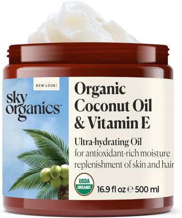 Sky Organics - Organic Coconut Oil & Vitamin E, 16.9 fl oz - Skin & Hair Ultra-Hydrating Oil - Fatty Acids & Antioxidants - Natural, Vegan & Cruelty Free - Skin Care & Hair Care - Buy Online on GoSupps.com