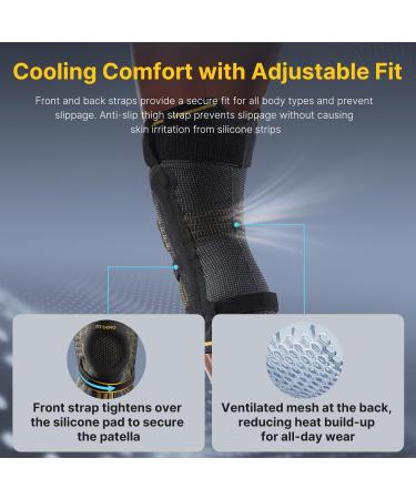 Fit Geno Knee Brace with Side Stabilizers | Breathable Knee Sleeve & Patella Gel Pad for Pain Relief | Ultimate Support for Meniscus Tear Arthritis ACL & PCL - Medium Black-Gold - Buy Online on GoSupps.com