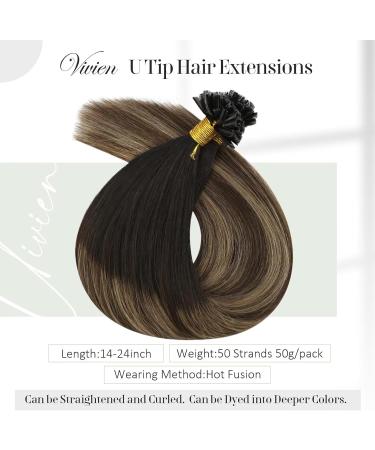 Vivien U Tip Hair Extensions Human Hair 18 Inch Balayage Brown Hot Fusion Hair Extensions Utips Nature Black Ombre Medium Brown with Light Blonde Kertain U Tip Hair Extensions 50g/50s 1B/4/18 45cm 1-1 UT #1b/4/18 - Buy Online on GoSupps.com