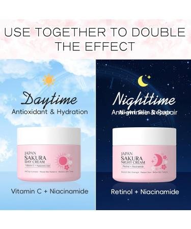 2pcs Sakura Night Cream for Women Teen Girls Anti Aging Skincare Face Moisturizer with Retinol & Niacinamide for Long-Lasting Hydration and Smooth Skin 2pcs Night Cream - Buy Online on GoSupps.com