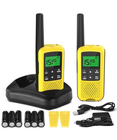 Walkie Talkies for Adults - COTRE Two Way Radios, Long Range USB Rechargeable Walkie Talkies w/ 2662 Channels, NOAA & Weather Alerts, VOX Scan, LED Lamp for Outdoor Activities, Yellow 2 pack