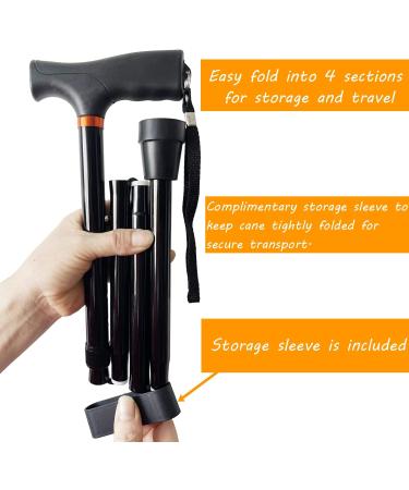 YAMTHR Walking Cane Folding Cane Adjustable Walking Cane for Women Foldable Cane Folding Cane for Men Canes for Seniors Adjustable Cane Walking Stick Supports up to 250 Pounds (Black) - Buy Online on GoSupps.com