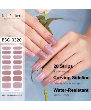 Semi Cured Gel Nail Strips Gel Nail Stickers - 16 Pcs Nail Stickers for Nail Art Soft Self-Adhesive Gel Nail Wraps Easy Apply & Remove for Salon-Quality Manicure Kit (UV/LED Lamp Required) (BSG-0320) - Buy Online on GoSupps.com
