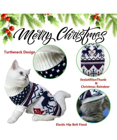 Vehomy Christmas Dog Sweater - Xmas Winter Clothes for Dogs and Cats - Turtleneck Knitwear with Christmas Tree Reindeers Snowflakes Pattern - Warm Winter Sweater for Kittens and Small/Medium Dogs - Buy Online on GoSupps.com
