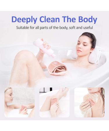 Silicone Long Exfoliating Body Scrubber for Shower | Easy to Clean | Improves Blood Circulation | Skin Smoothing | Pink - Buy Online on GoSupps.com