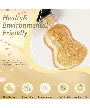 Gold Nail Polish - Shimmer Pearl Nail Polish - Light Gold Glitter Nail Polish - High Glossy Shine Long Lasting Nail Varnish - Air Dry No Need UV DIY Manicure Nail Art - Buy Online on GoSupps.com