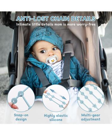 Buy CLdy Baby Toy Pacifier Chain - BPA-Free Silicone Cup Catcher for Strollers - 4-Piece Ocean Blue & Green & Orange & Bean Paste Soother Chains - Buy Online on GoSupps.com