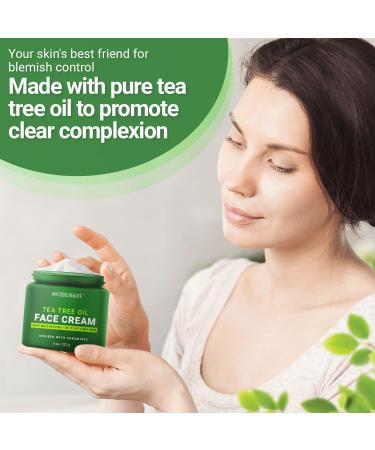 MYST RE BEAUT Tea Tree Oil Face Cream with Vitamin C - Acne Soothing & Wrinkle Reducing Formula - 8 oz - Buy Online on GoSupps.com