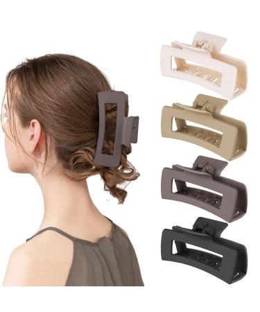 Kavya 4 pieces large hair clip plastic angular hair clips women non-slip hair clips leopard pattern suitable for women long thick hair (e) e-blue - Buy Online on GoSupps.com