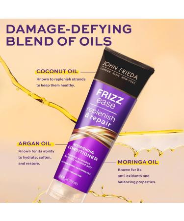 John Frieda Anti-Frizz Conditioner - Replenish & Repair with Argan & Coconut Oil Paraben Free Cruelty Free 8.45 Oz - Perfect for Dry & Frizzy Hair - Buy Online on GoSupps.com