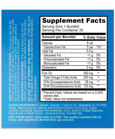 Bioglan Kids Smart Hi DHA-Omega 3 Fish Oil Great Tasting Berry Flavor 30 Chewable Burstlets - Buy Online on GoSupps.com