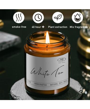 Organic White Tea Scented Candle - Hand-Poured Soy Wax Candle | Ideal Gifts for Women Men Families & Friends - Perfect for Birthdays Holidays & Relaxation (7oz - Buy Online on GoSupps.com