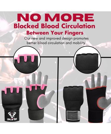 Islero Boxing Bandages 93cm Fast Long Wrist Loops Gel Inner Gloves Padded Protection for Muay Thai MMA Martial Arts Boxing & Speedbag S/M Rose - Buy Online on GoSupps.com