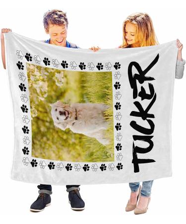Custom Blanket for Pet with Photos Name Text Customized Blanket Personalized Soft Throw Blankets with Paw Print for Dog Cat 60 x 80 Inches 60 x 80 Inches Multi R30 - Buy Online on GoSupps.com