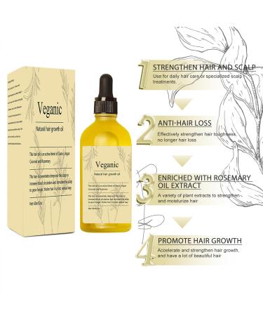 Veganic Natural Hair Growth Oil - 2PCS Rosemary Oil for Dry Damaged Hair | Organic & Vegan Hair Care - Buy Online on GoSupps.com