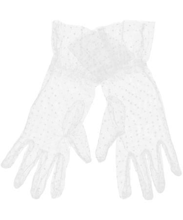 FRCOLOR 1 Pair Gloves Cocktail White Evening Dress Accessories Women's Lace