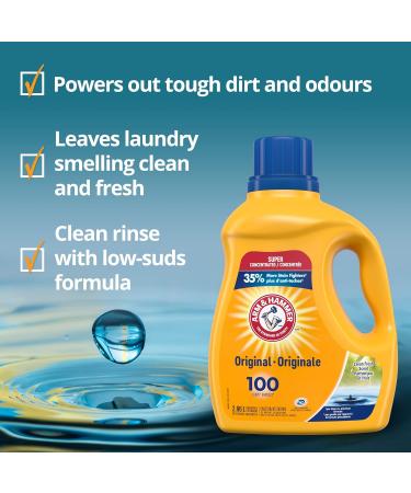 Arm & Hammer Liquid Laundry Detergent Super Concentrated Clean Fresh Scent 100 Loads 2.96-L - Buy Online on GoSupps.com