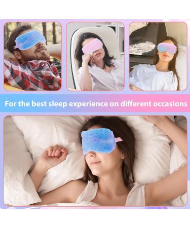 3 Pcs Plush Sleeping Eye Mask Set - Soft Faux Fur Blindfolds for Travel & Naps | Tie-Dye Colors (Pink Purple Blue) | Comfortable Eye Shade for Adults & Kids - Buy Online on GoSupps.com