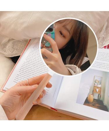 Woman Handhold Makeup Mirror Wood Travel Mirror Double Side Hand Held Mirror with Handle Cosmetic Tool Makeup Accessory for Women Home Travel (White) - Buy Online on GoSupps.com