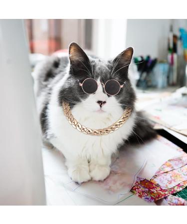 cobee Cat Sunglasses Retro Kitten Sunglass with Rose Gold Chain Eye UV Protection Classic Small Cat Glasses Cosplay Costume for Photo Props Cute Pet Decorations for Birthday Party - Buy Online on GoSupps.com