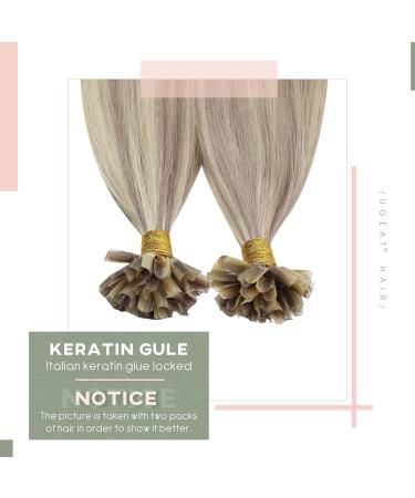UGEAT Real Hair Extensions - Ashblond & Blonde Highlights 40cm Keratin U-Tip 50g 50 Pieces #18/613 - Smooth Stylish International Shipping - Buy Online on GoSupps.com