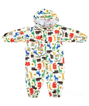De feuilles Kids Button Rain Suit | Waterproof Hooded Raincoat Jumpsuit 4-6 Years | Yellow Animals | Puddle Suits - Buy Online on GoSupps.com