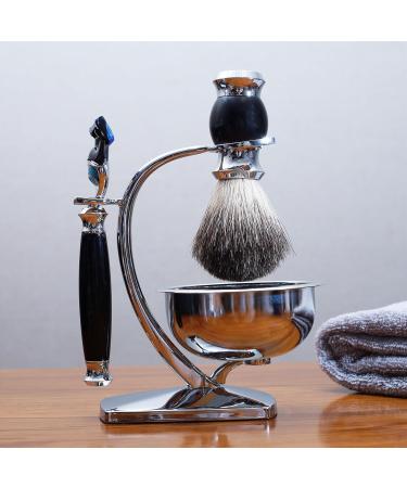 Men's 5-Layer Razor Set & Natural Badger Hair Shaving Brush - Perfect Grooming Kit for Dad Boyfriend & Husband - Buy Online on GoSupps.com
