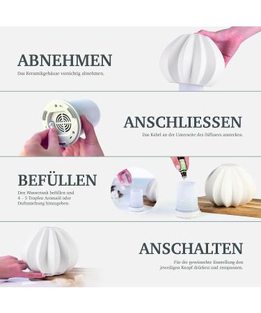 Astalea Aroma Diffuser for Essential Oils - 100ml White Ceramic Ultrasonic Humidifier & Air Freshener - Automatic Fragrance Diffuser for Home & Room Scent - Buy Online on GoSupps.com