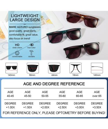 Black MARE AZZURO Large Square Reader Sunglasses for Men | Outdoor Sun Reading Glasses 1.0 | 1.25 | 1.5 | 1.75 | 2.0 | 2.25 | 2.5 | 2.75 | 3.0 | 3.5 | 4.0 - 1.00 - Buy Online on GoSupps.com