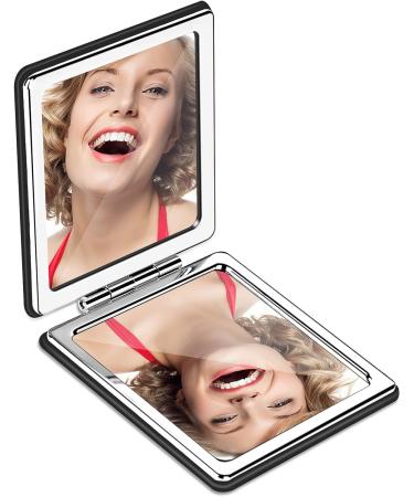 YTLX Compact Makeup Mirror 1x/2x Magnifying Foldable Cosmetic Mirror - Portable Black Vanity Mirror for Men and Women - Buy Online on GoSupps.com