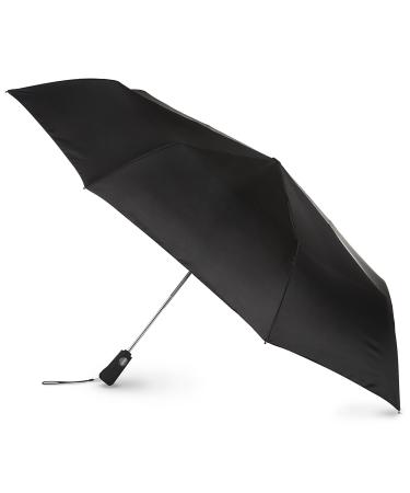 Totes Blue Line Golf Size Auto Open/Close Umbrella, Water Repellent Canopy, Black