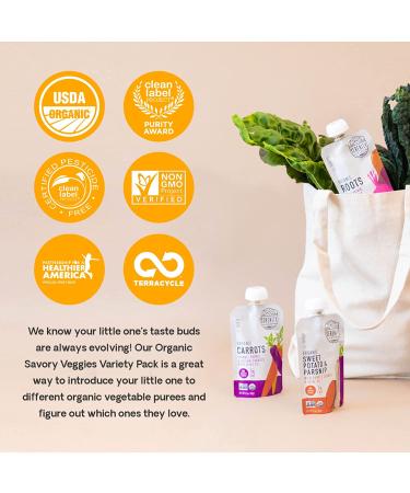 Serenity Kids 6+ Months Organic Baby Food Pouches Veggie Puree | No Added Sugar | Allergen-Free | 3.5oz BPA-Free | Variety Pack 8ct - Buy Online on GoSupps.com