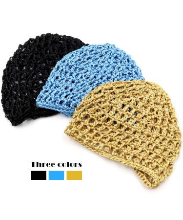 QMSILR 3 Pcs Mesh Crochet Hair Net for Women - Bonnet Head Scarf Cap for Natural Hair Care & Night Sleeping - Buy Online on GoSupps.com