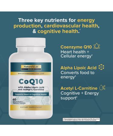 Nature's Lab CoQ10 + Alpha Lipoic Acid + Acetyl L-Carnitine HCl Capsules - Heart & Cognitive Health Support - 60 Count - Buy Online on GoSupps.com
