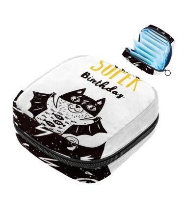 Menstruation pad bag with zipper women's napkin bag tampons collective bags for women and girls (funny cats I have a great birthday)