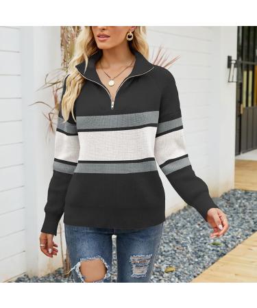 Cutefiorino Women's Yellow High Collar Sweatshirt | Fashionable Striped Color Block Zipper Jacket | Long Sleeve Mustard Black XL - Buy Online on GoSupps.com
