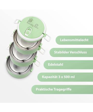 Travel Down Stainless Steel Dog Bowl Set - Portable 3 Bowl Set (1500 ml) for Outdoor & Everyday Use - Buy Online on GoSupps.com